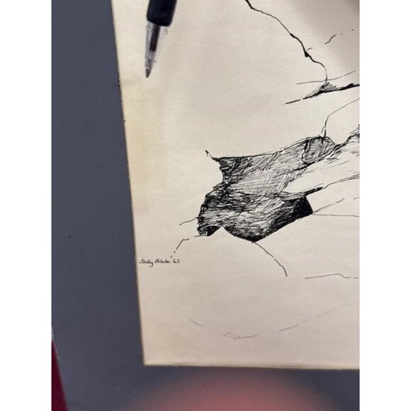 Sally B Hooff Ink Drawing “Rock Study Halibut Bay” PEI Artist Original Art - Picture 3 of 4